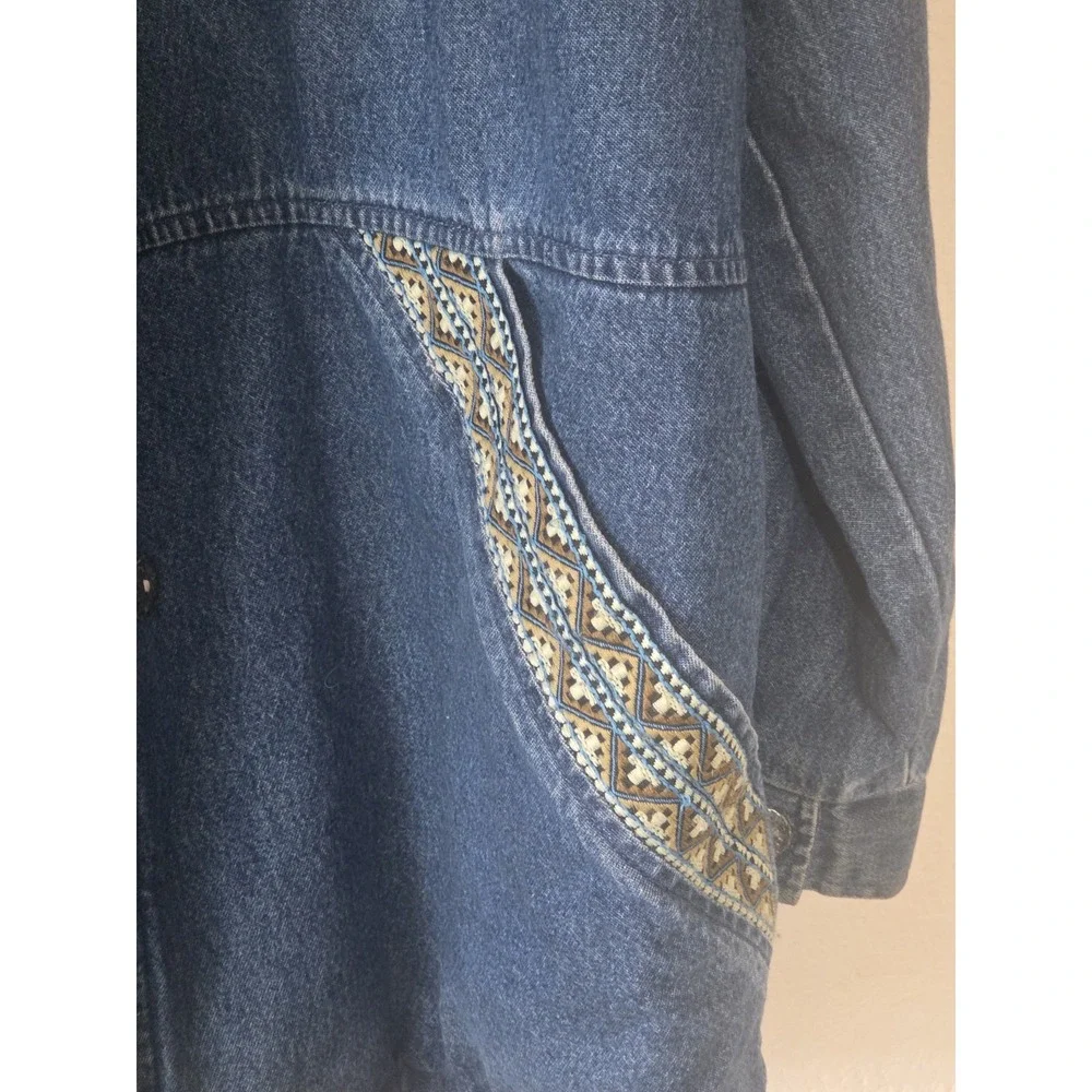 Vintage 90s 220 Hickory Womens  Denim Southwest Aztec Jacket Western Size Large